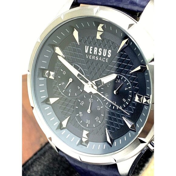 Versus by Versace Men's VSPBH7121 Quartz Blue Gray Dial Silver Leather B… - Picture 1 of 14
